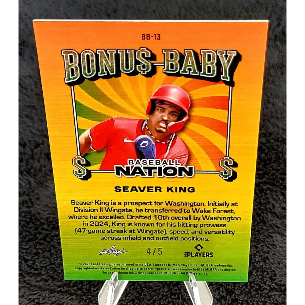 2025 Seaver King 4/5 Bonus Baby Washington Nationals Top Prospect